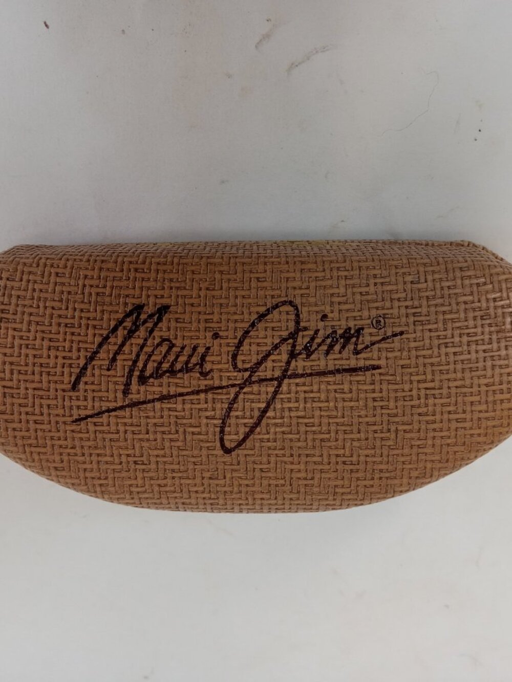 Maui Jim Sunglasses Large Clam Shell Hard Case Crosshatch Brown Tan Case Only